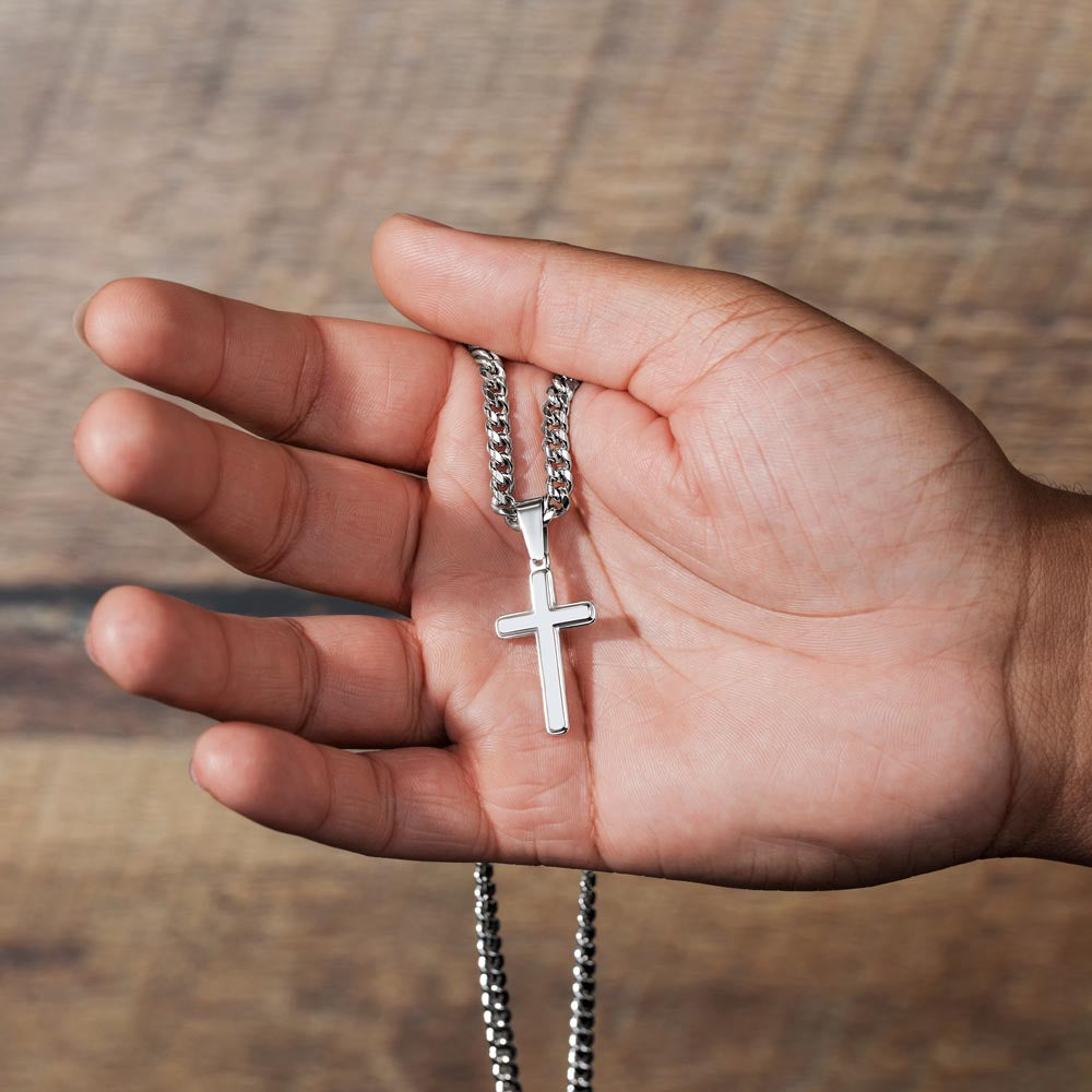 Pray - Engraved Cross Necklace for Son