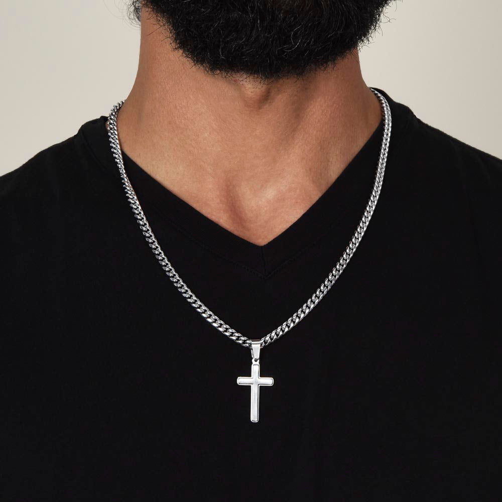 Pray - Engraved Cross Necklace for Son