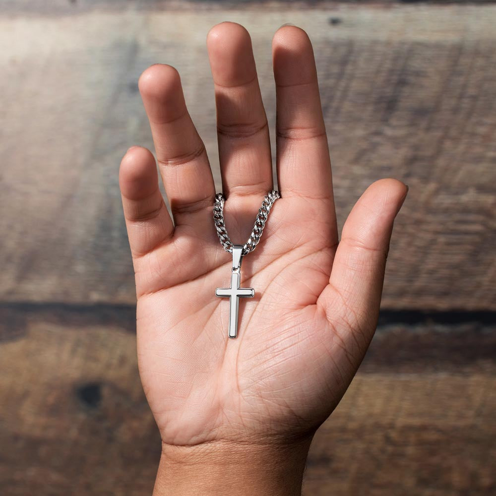 Pray - Engraved Cross Necklace for Son