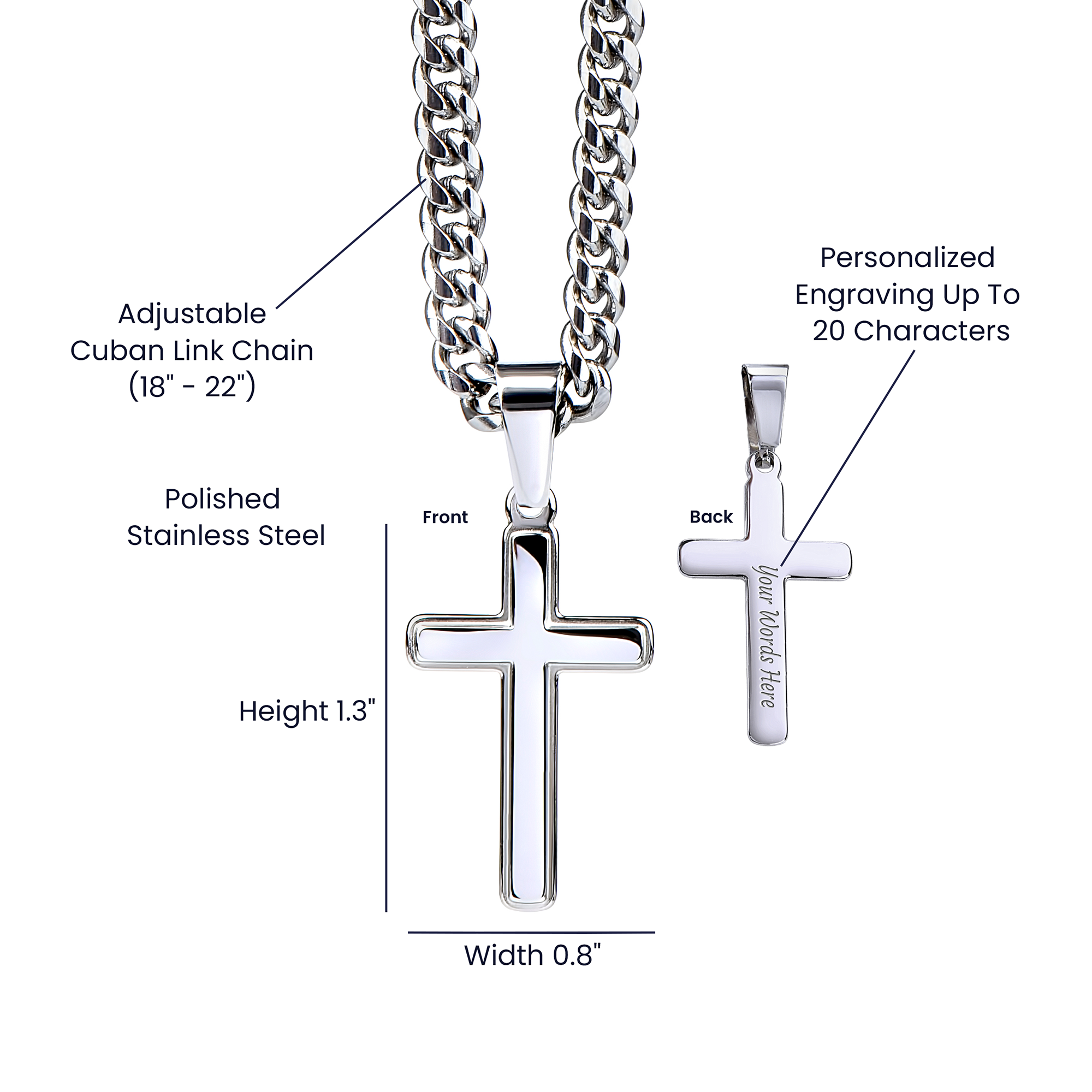 Pray - Engraved Cross Necklace for Son
