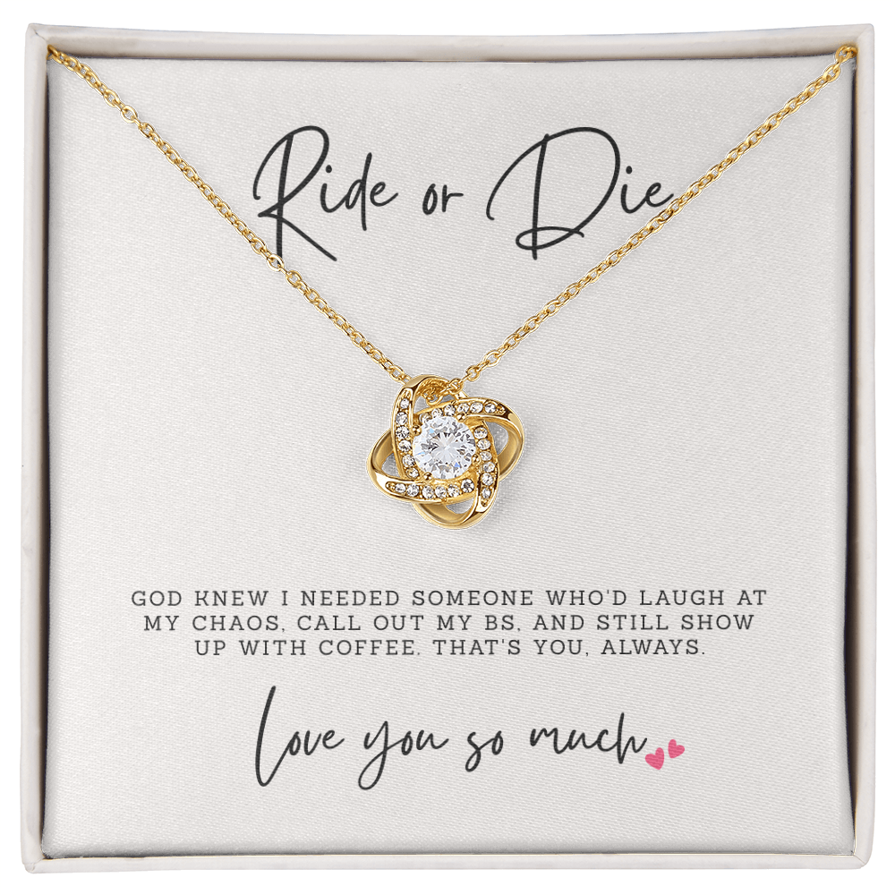 Ride or Die | Best Friend Necklace | BFF Birthday Gift with Message Card