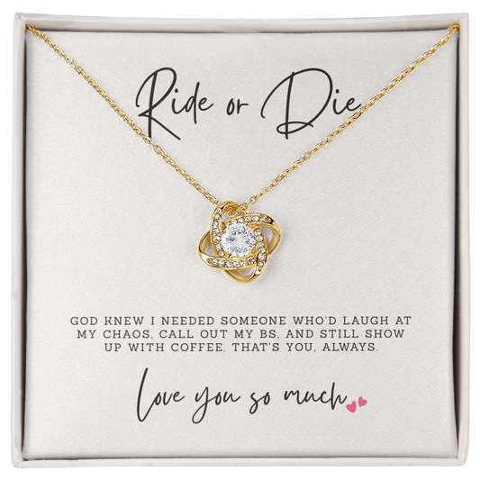 Ride or Die | Best Friend Necklace | BFF Birthday Gift with Message Card