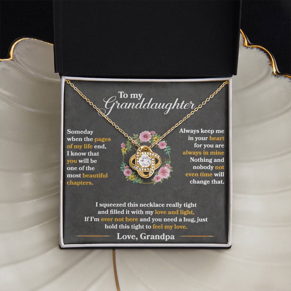 beautiful old love knot necklace and message card gift set for granddaughters from grandpa