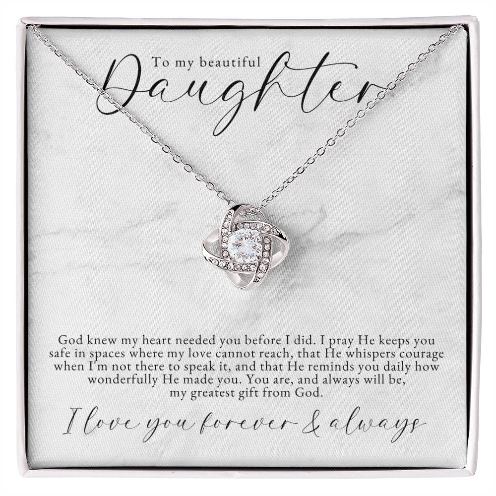 White Gold Love Knot Necklace | Daughter