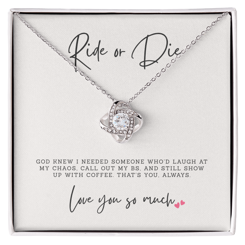 Ride or Die | Best Friend Necklace | BFF Birthday Gift with Message Card