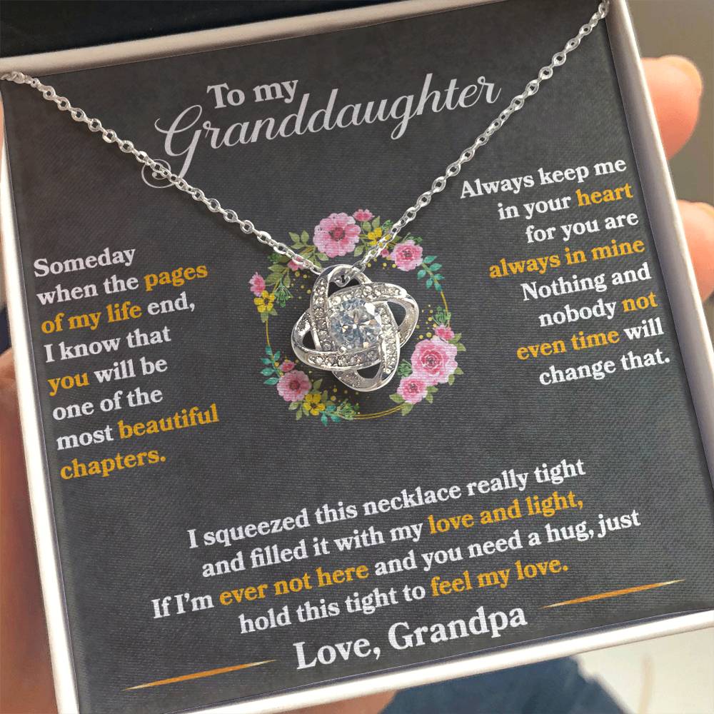 to my granddaughter message card and necklace gift set.