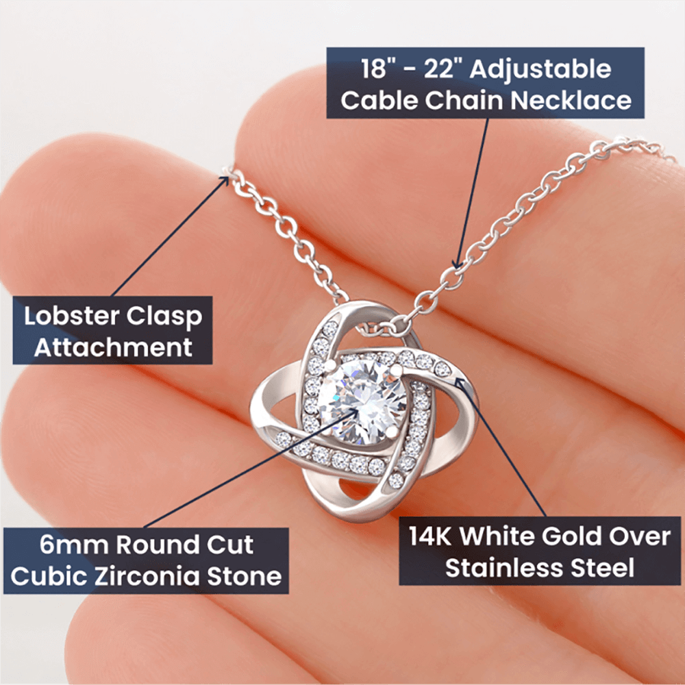 White Gold Love Knot Necklace | Daughter