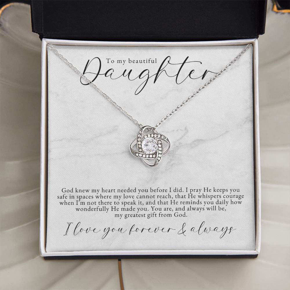 White Gold Love Knot Necklace | Daughter