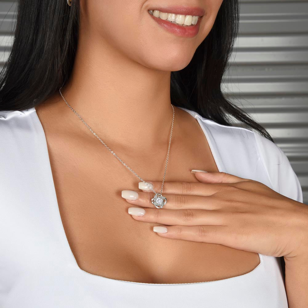 White Gold Love Knot Necklace | Daughter