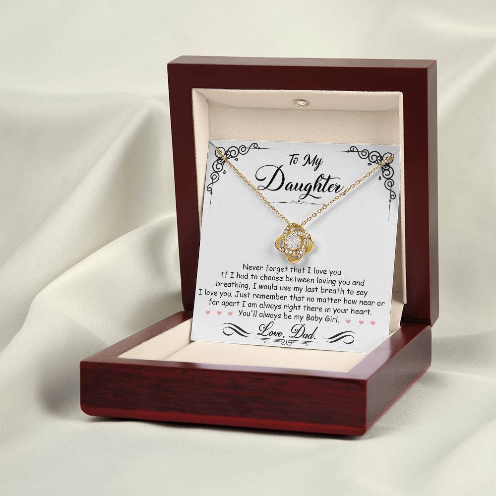 to my daughter from dad gift - love knot necklace inside light up box.