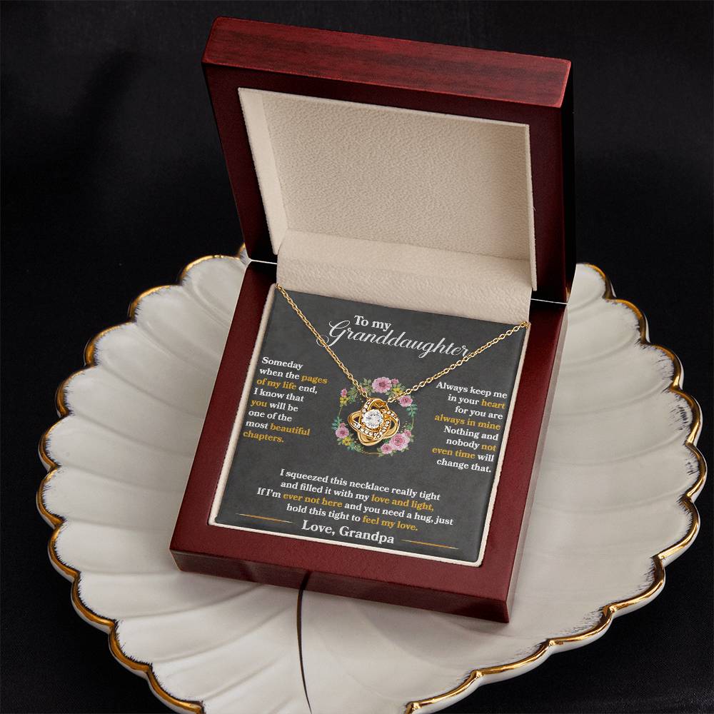 elegant love knot necklace, sentimental gift for granddaughter from grandpa