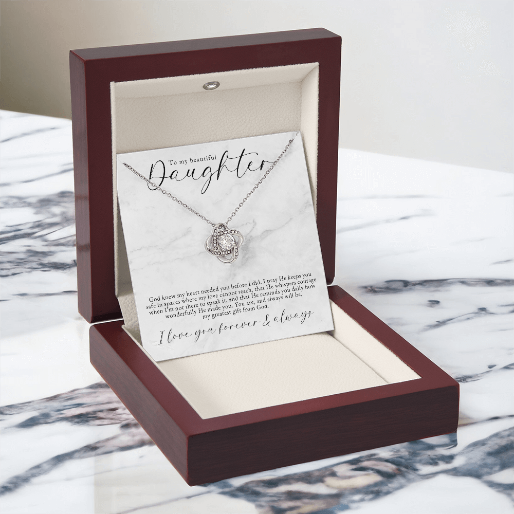 White Gold Love Knot Necklace | Daughter