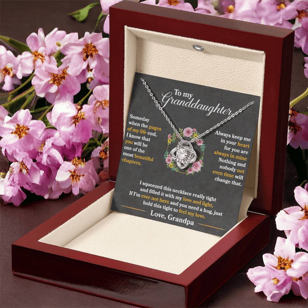 granddaughter necklace from grandpa in a luxury light up gift box.