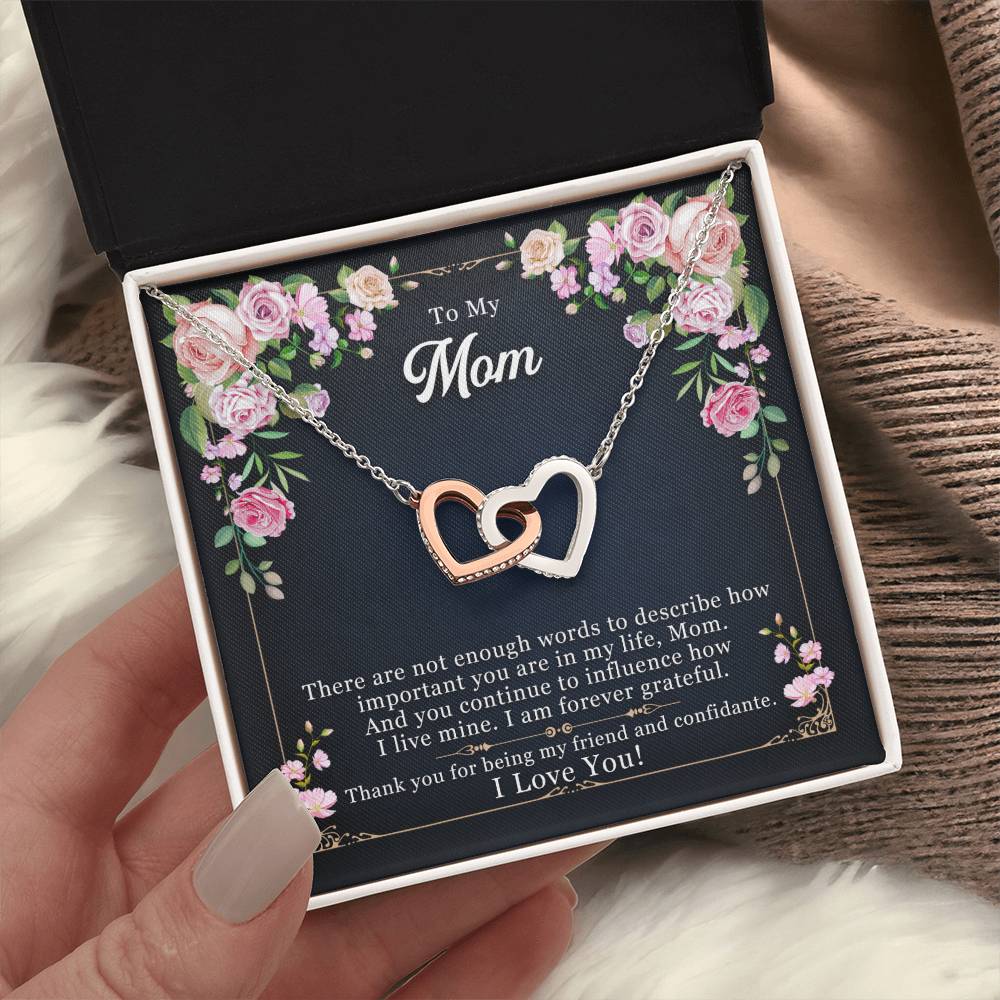 beautiful necklace for mom to say thank you, a message card jewelry gift.