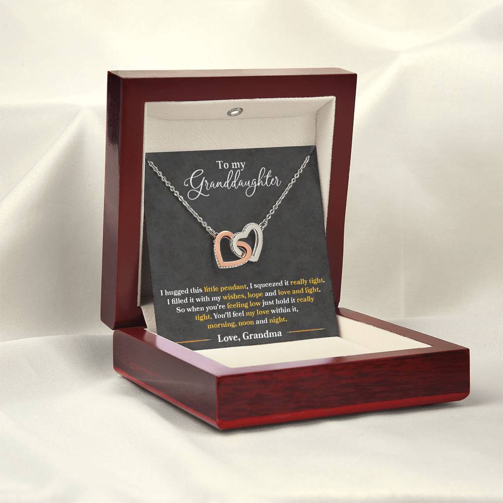 Elegant necklace with heartfelt message for granddaughter inside light up gift box