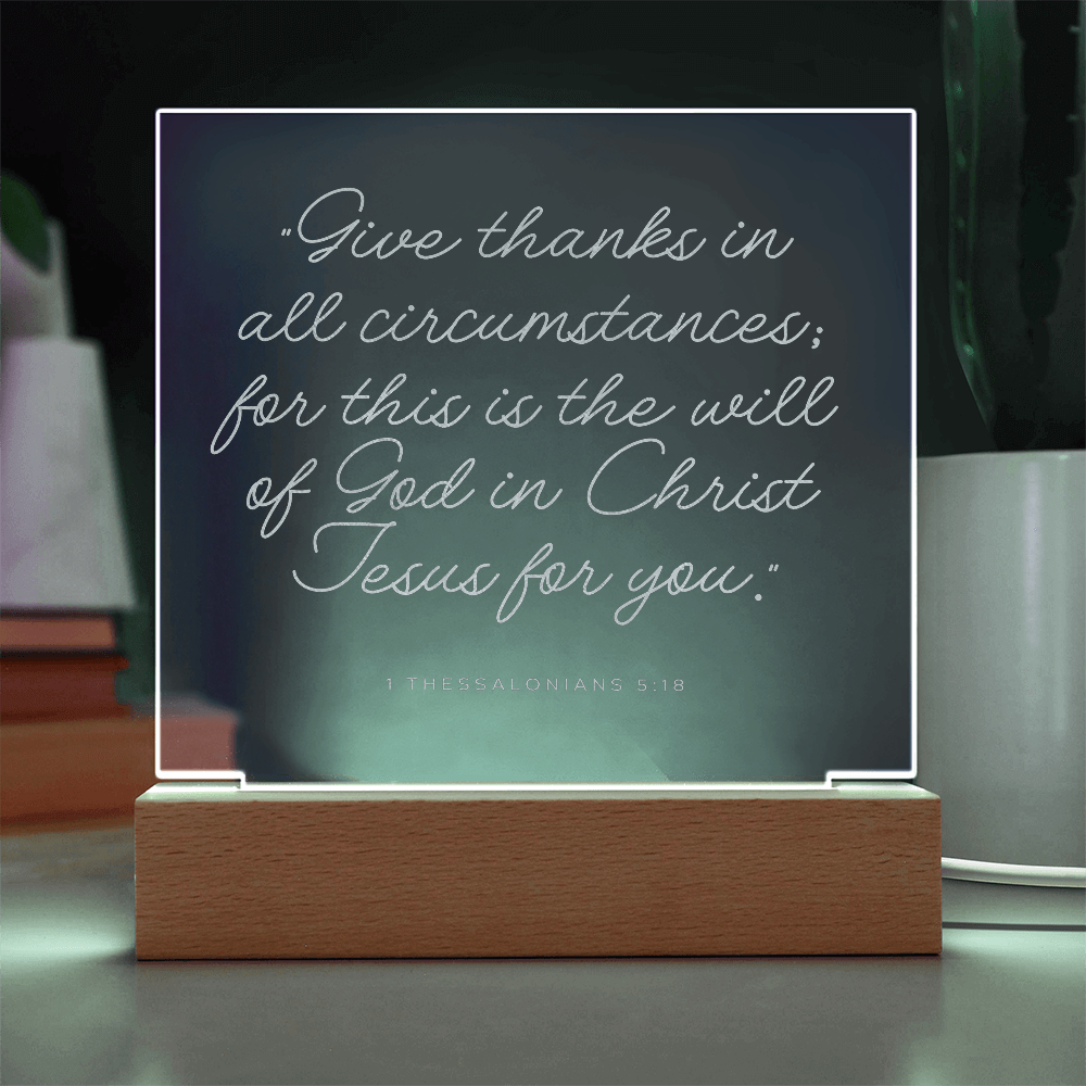 Faith based acrylic plaque that lights up with the scripture 