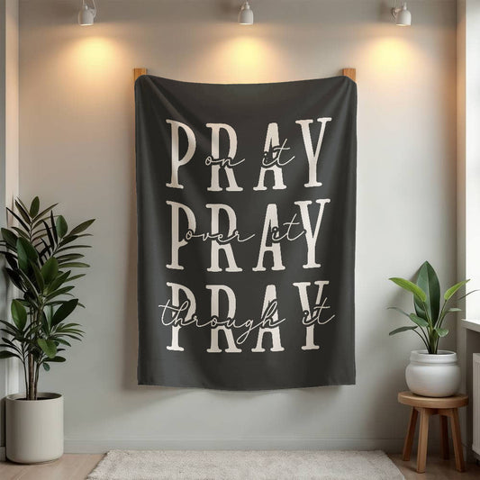 Pray - Fleece Blanket - Dark Gray