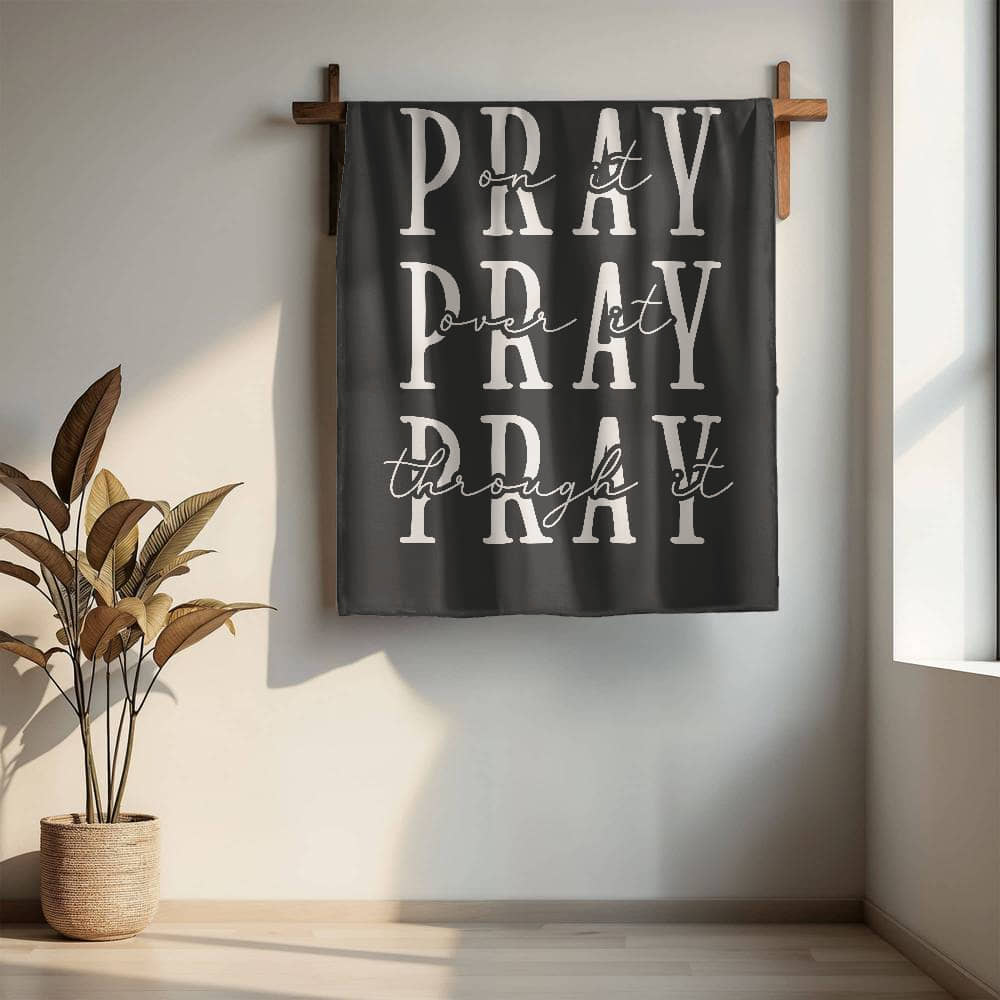 Pray - Fleece Blanket - Dark Gray