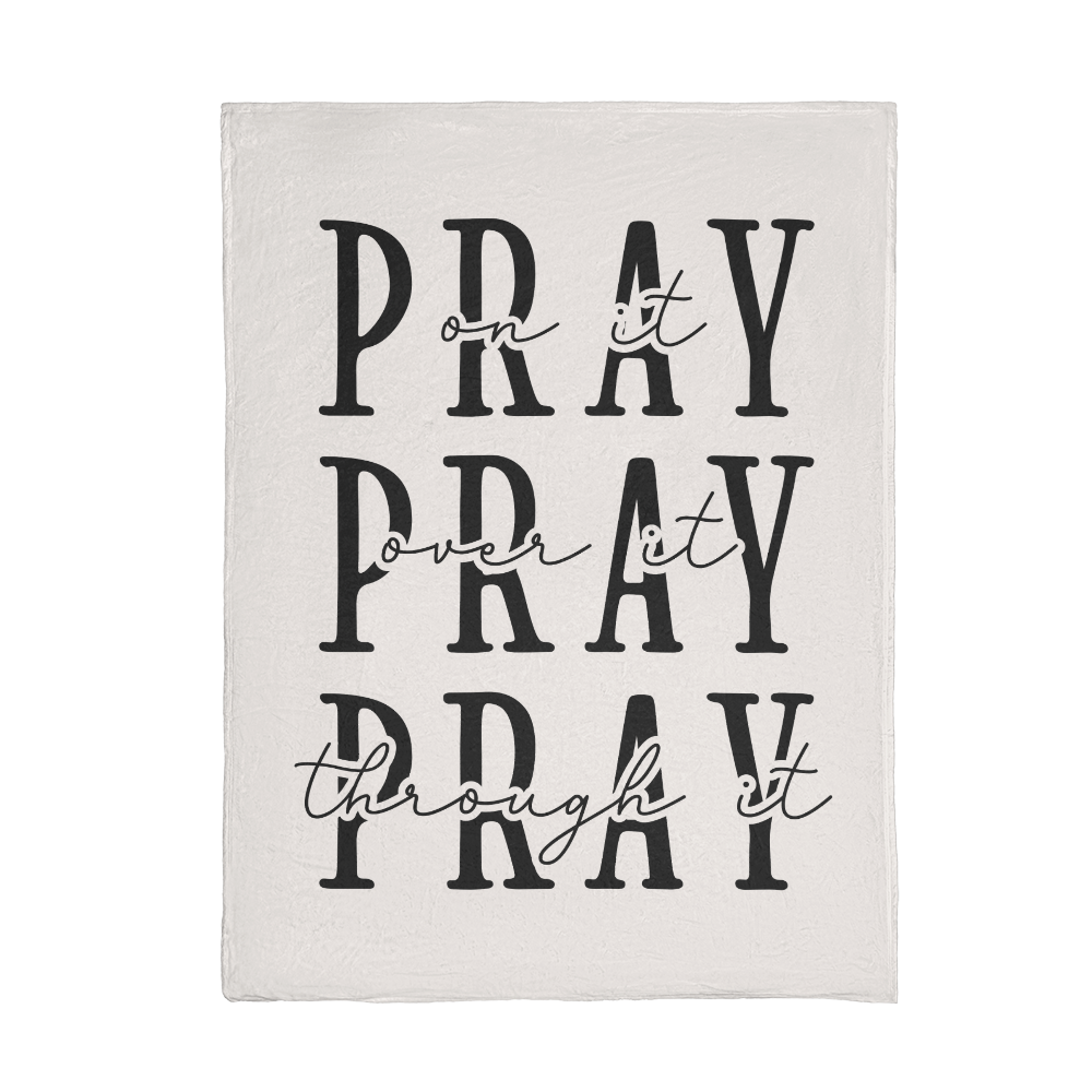 Elegant religious throw blanket with prayer-inspired typography