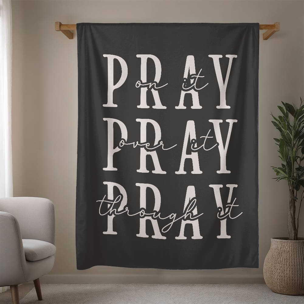Pray - Fleece Blanket - Dark Gray