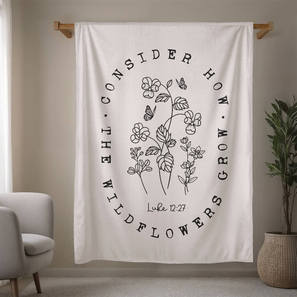 Christian scripture blanket, wildflowers