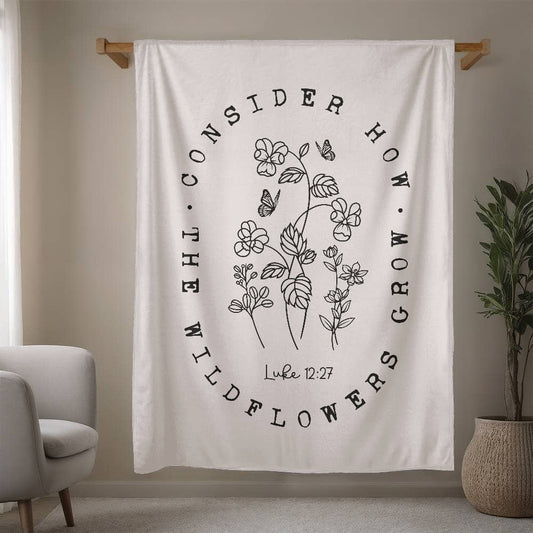 Luke 12:27 Wildflowers - Fleece Blanket