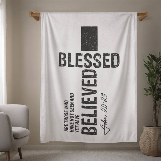 John 20:29 Bible verse blanket – perfect Christian gift for believers