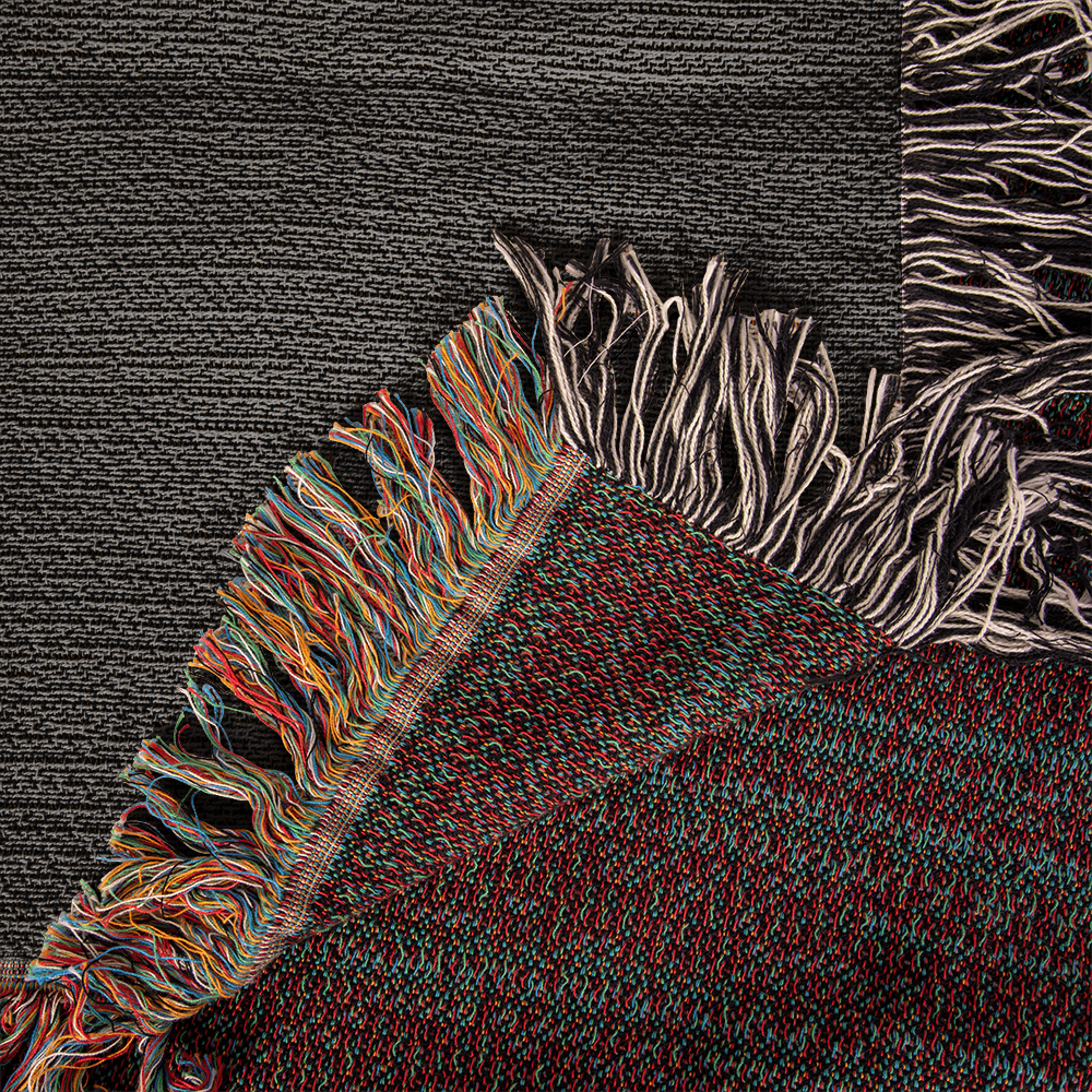 Close-up of soft 100% cotton woven blanket.