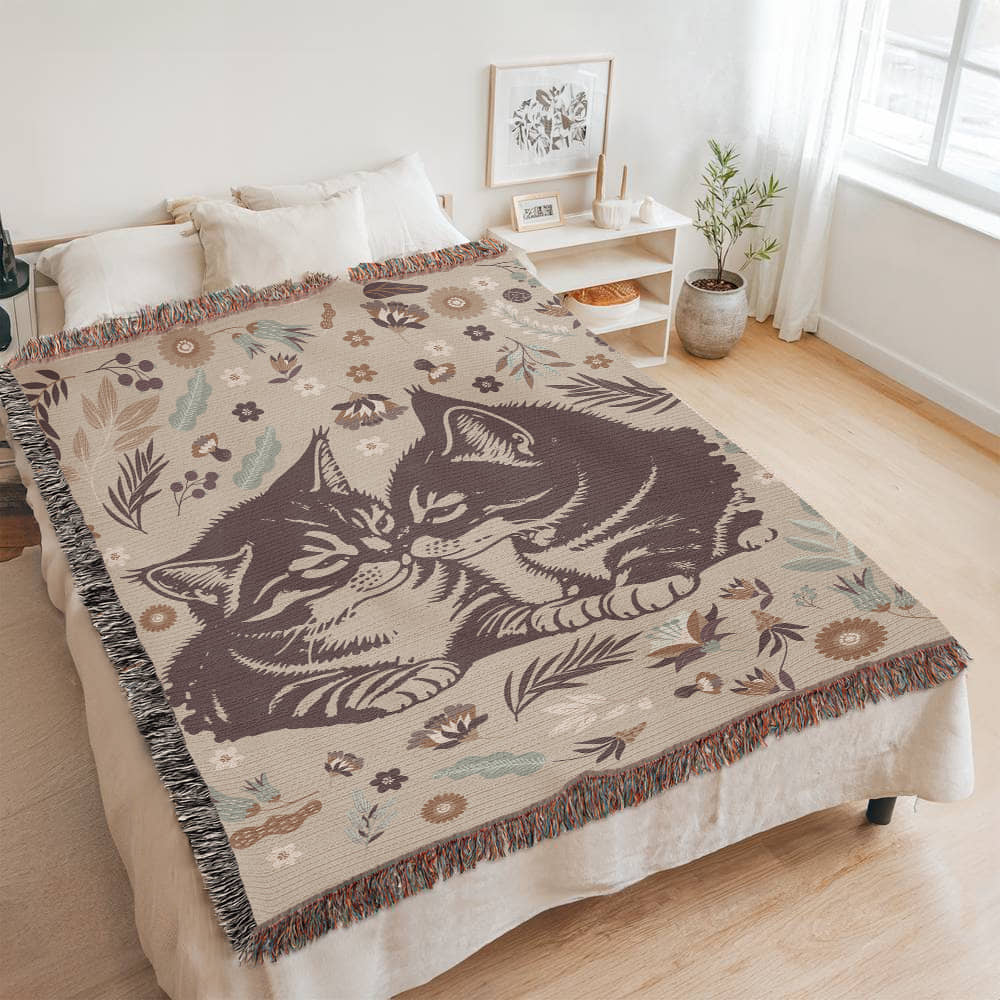 Snuggling Kitties - Woven Blanket