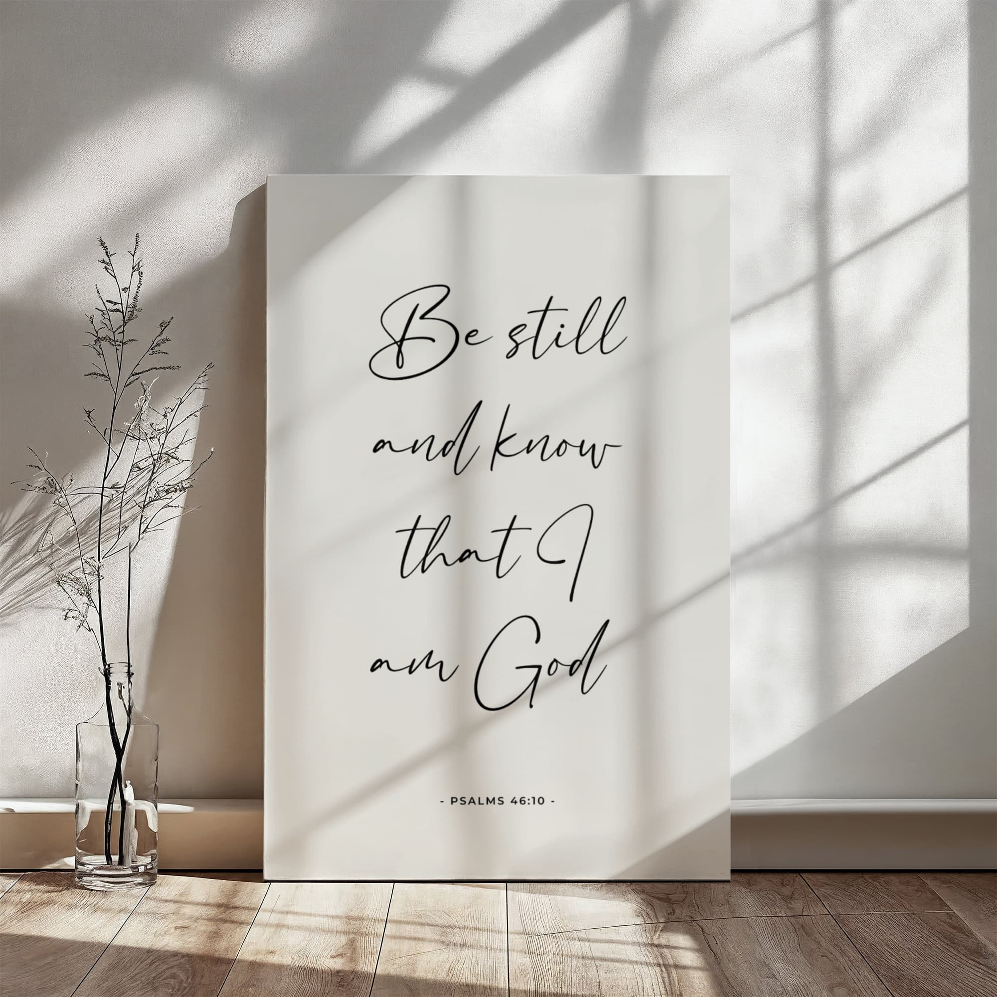 Minimalist Be Still and Know Psalm 46:10 canvas print