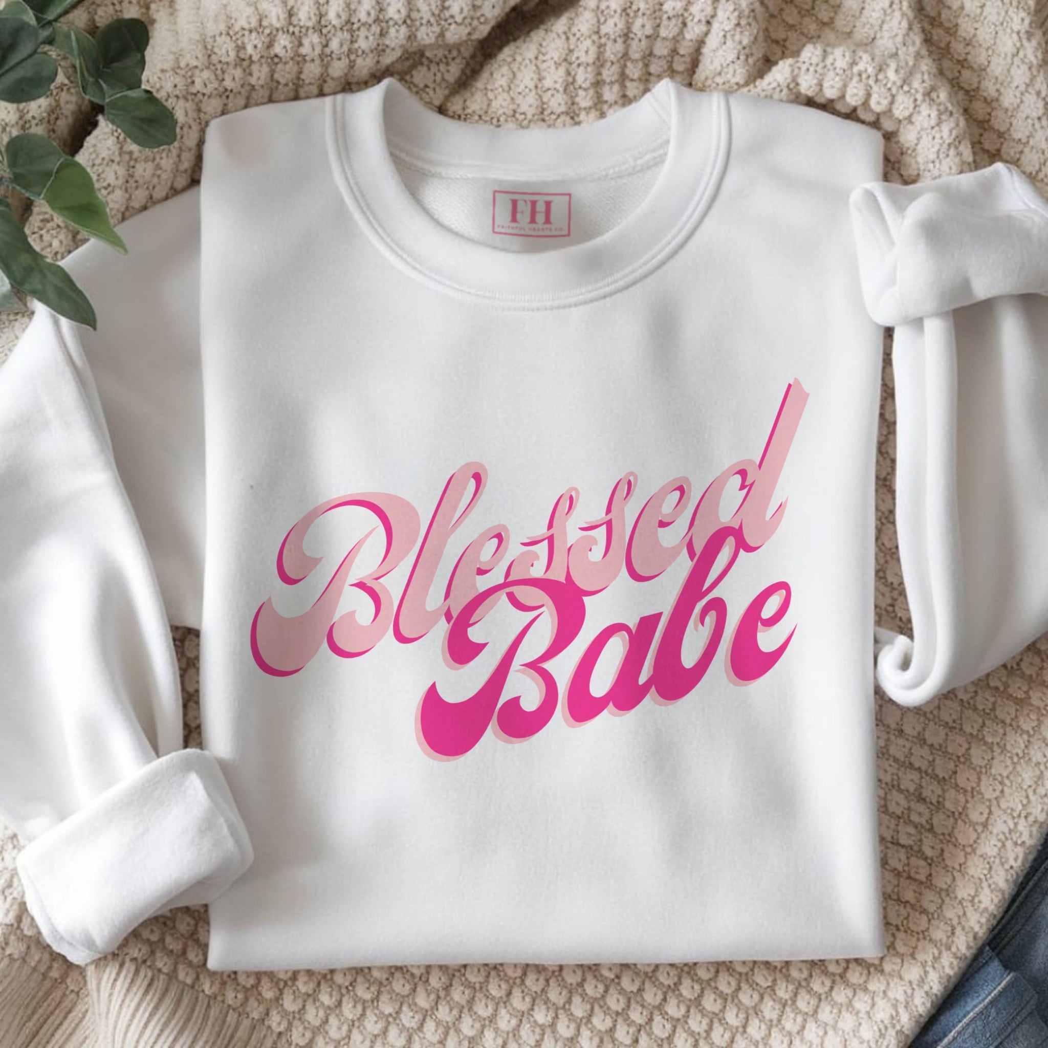 Blessed Babe white crewneck sweatshirt girly faith branded
