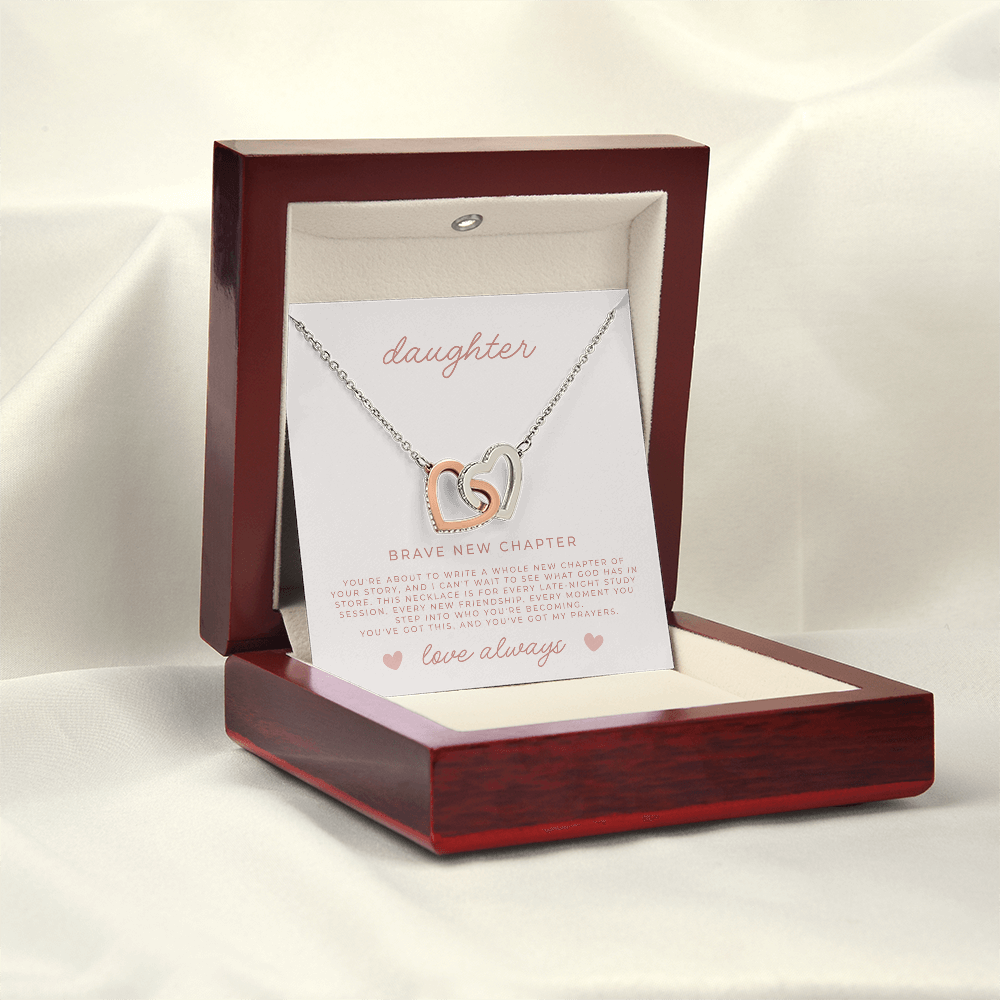 connected hearts necklace gift for daughter with faith card for graduations new job or new chapter