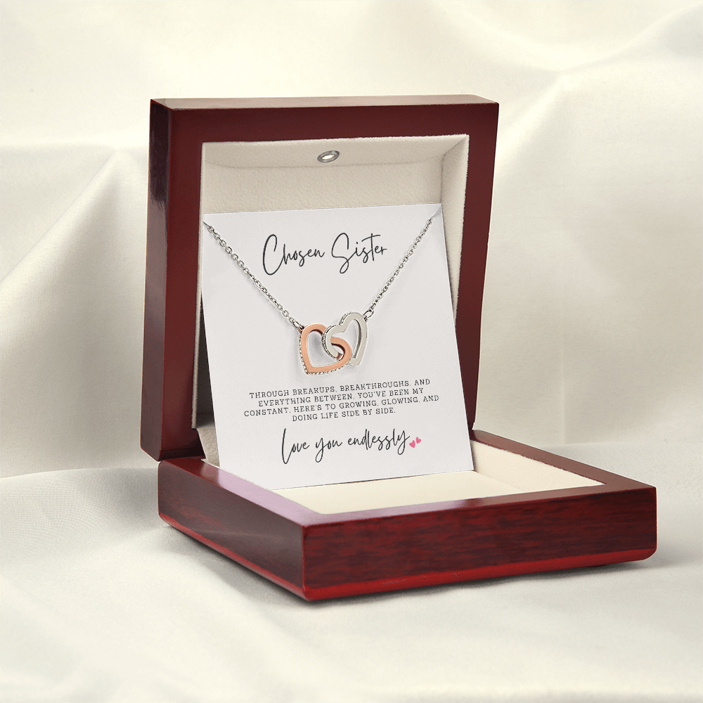 beautiful silver and rose gold hearts necklace gift set for best friend birthday or christmas