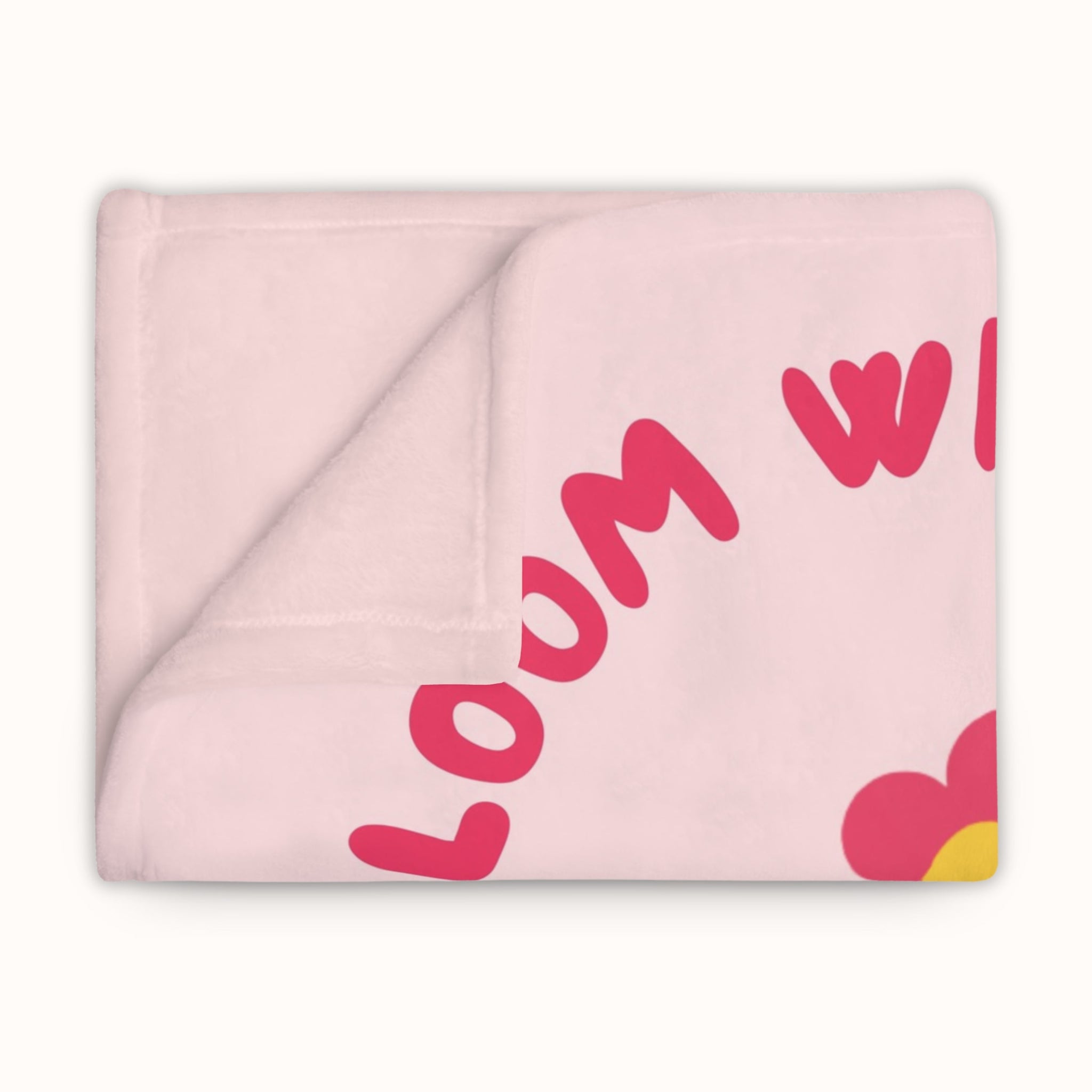 Modern floral faith blanket with Bloom Where You Are Planted design in pink, encouraging gift for women