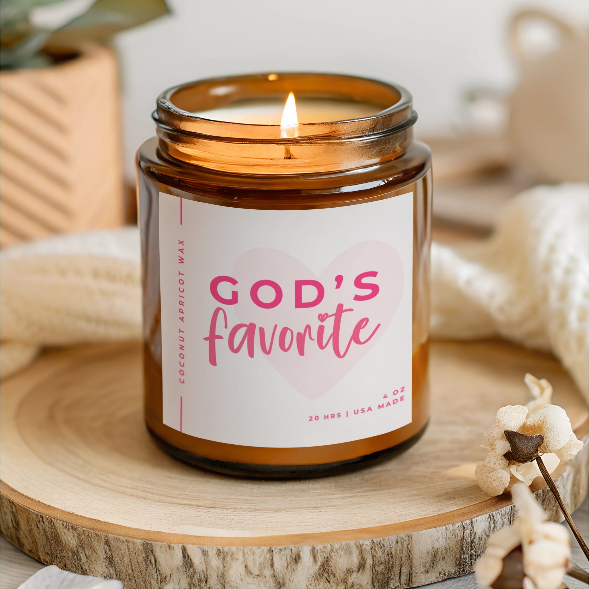 Christian hand-poured coconut wax faith candle with cute quote