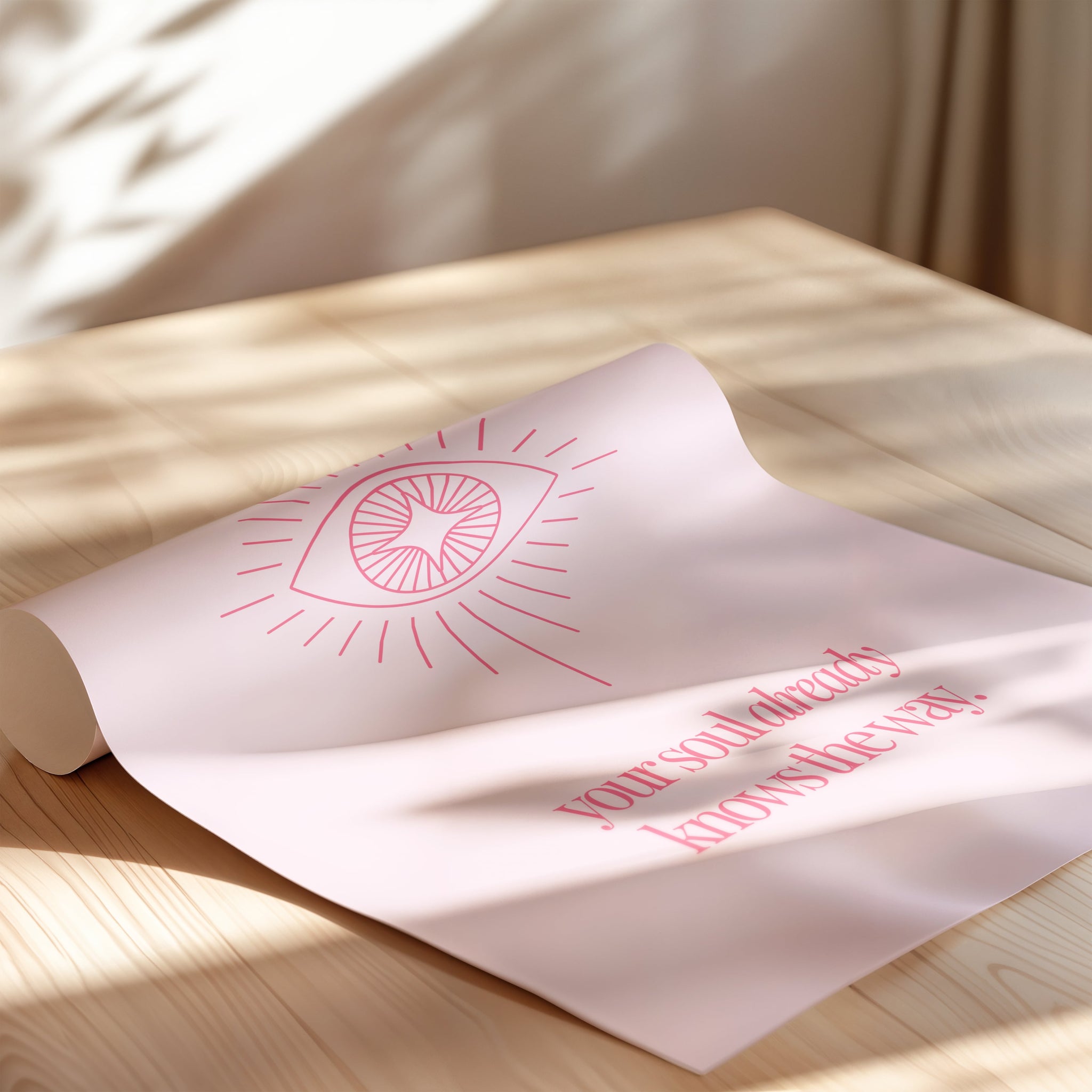 Feminine spiritual wall décor in pink tones, perfect for bedroom or prayer corner.