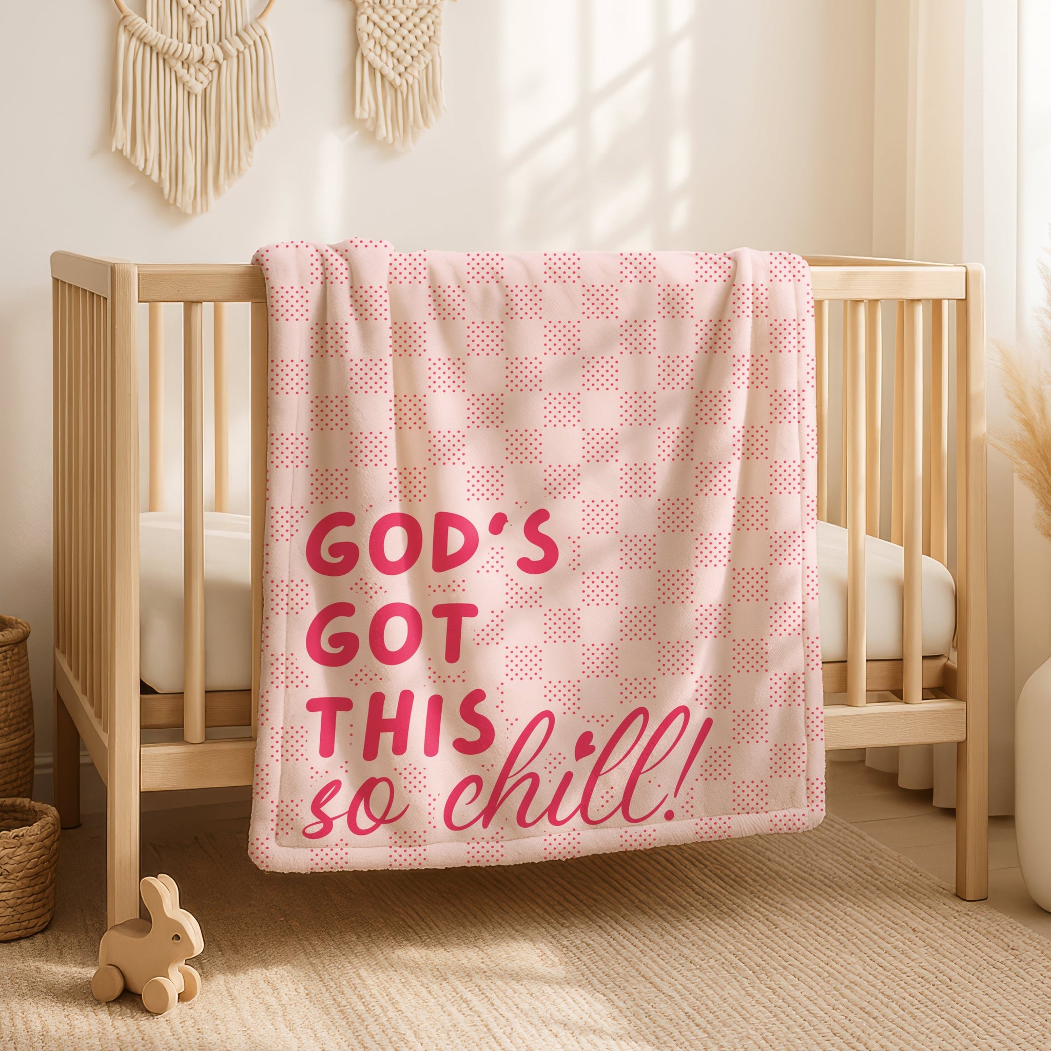 God's got this so chill blanket in soft blush pink, encouraging Christian throw blanket