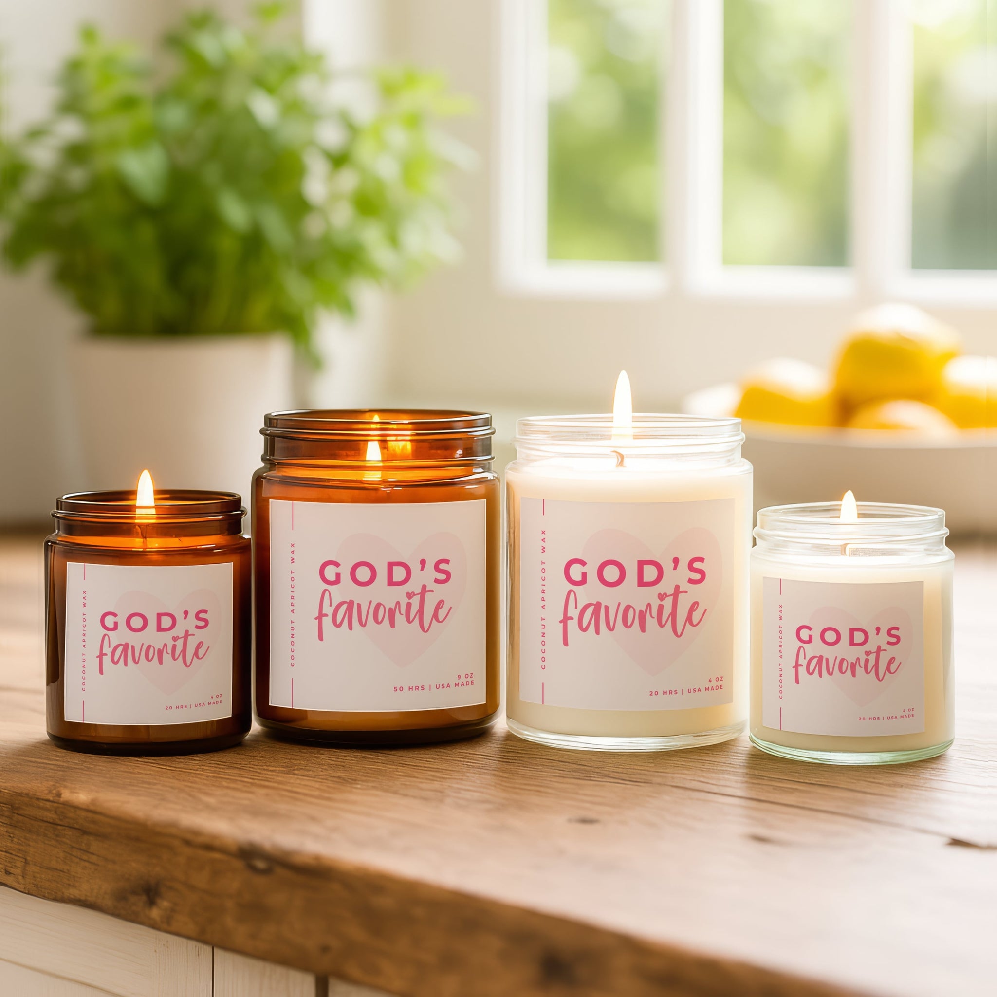 cute candle gift for christian girls 'God's favorite' in pink 