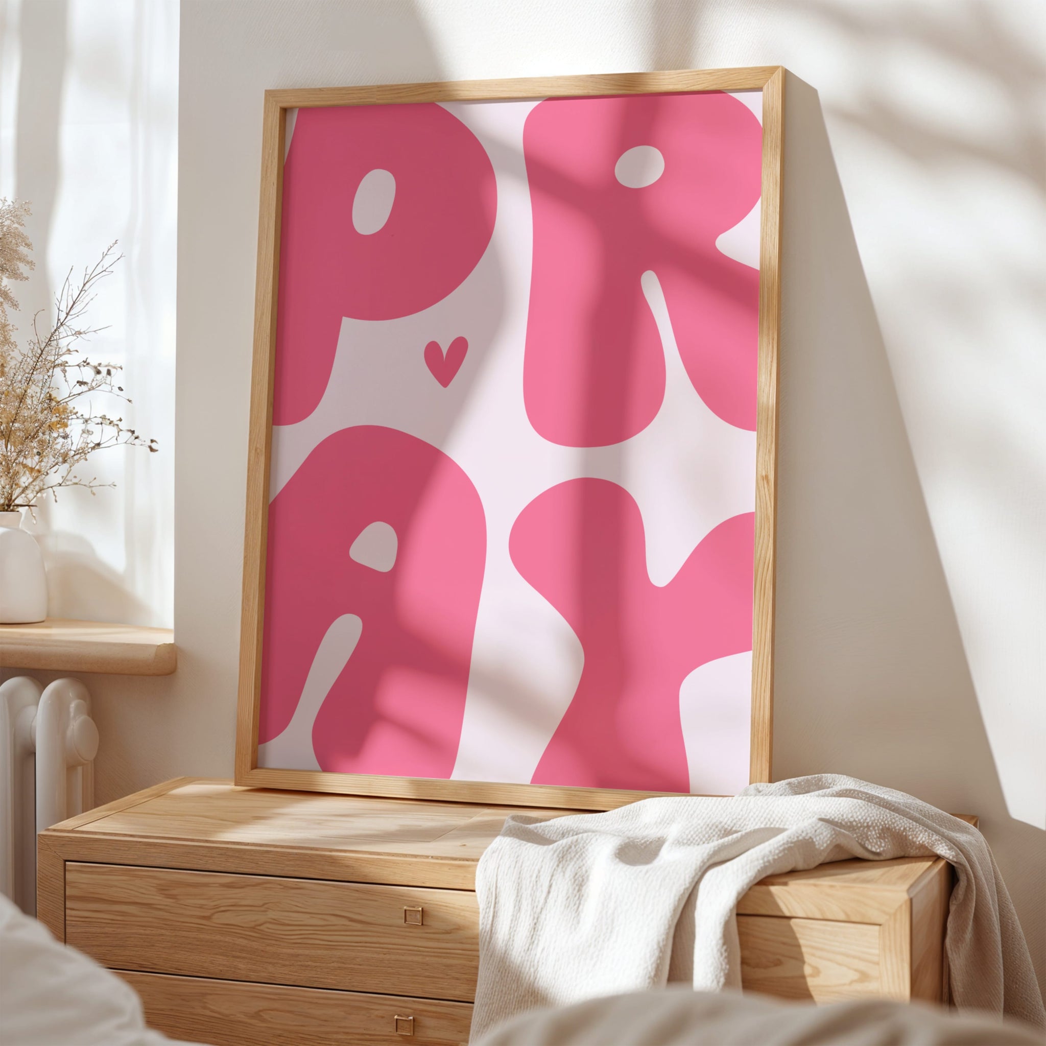 Spiritual wall art printable in soft pink tones for prayer room