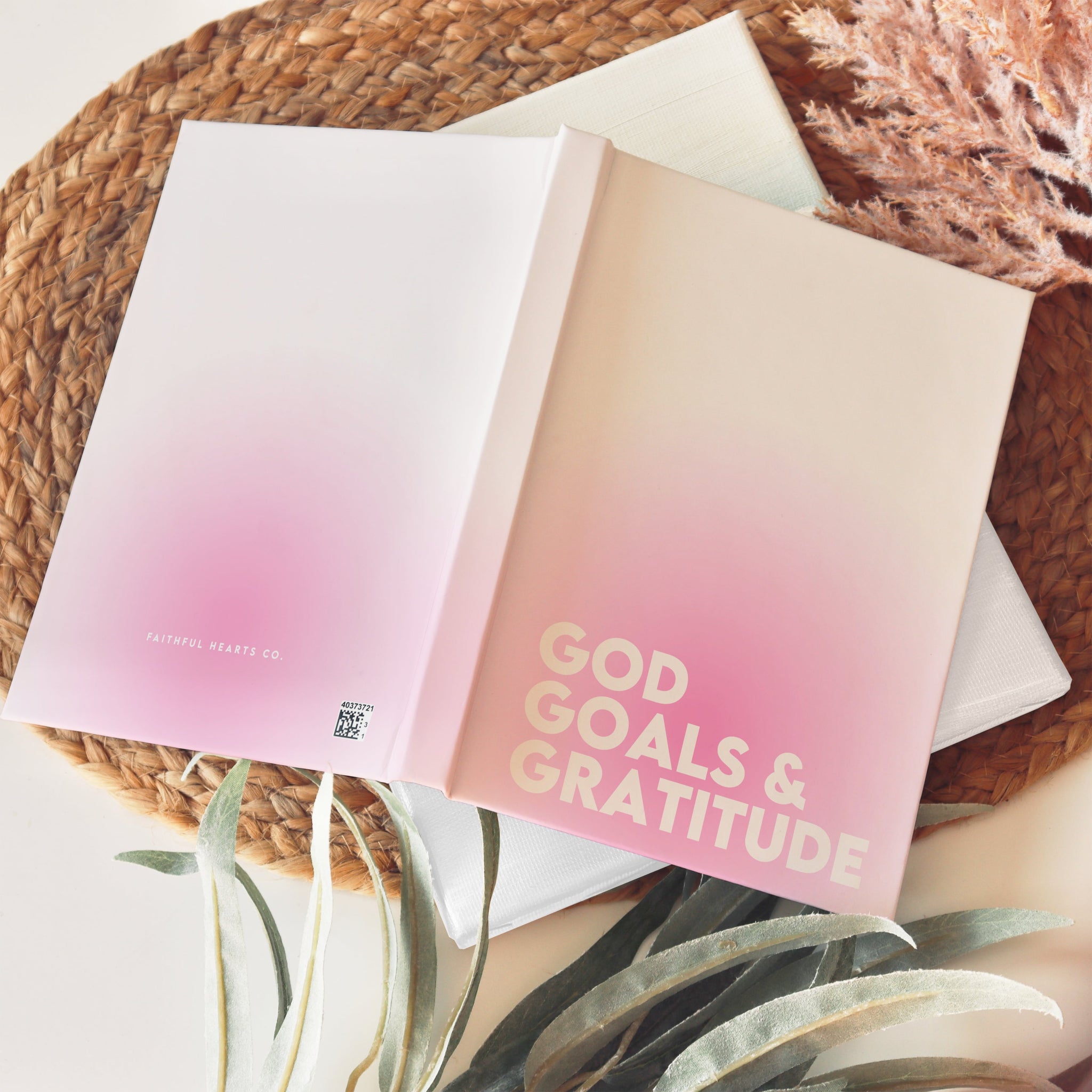Pretty ombré pink hardback Christian journal for manifesting goals and gratitude
