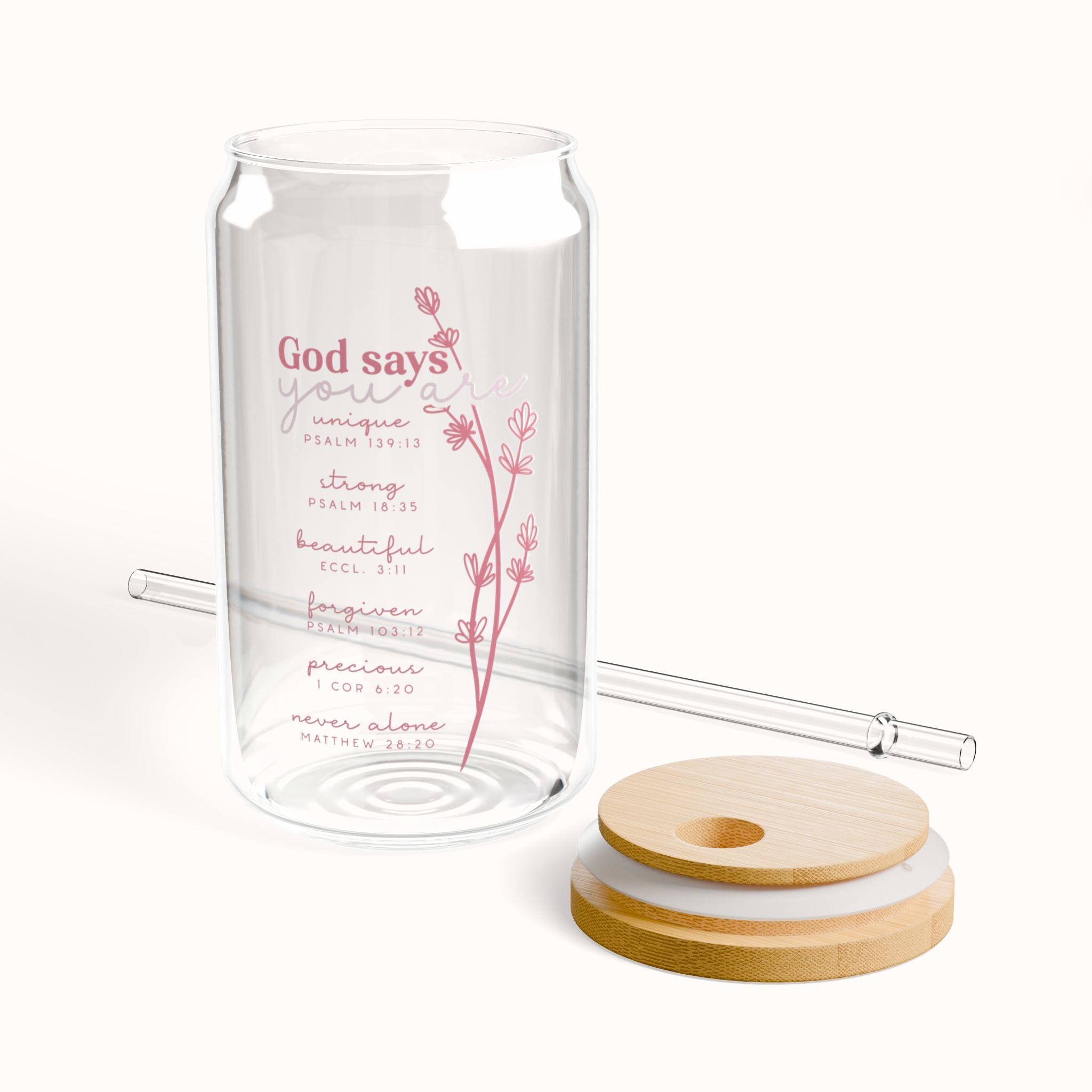 16oz clear sipper glass with 