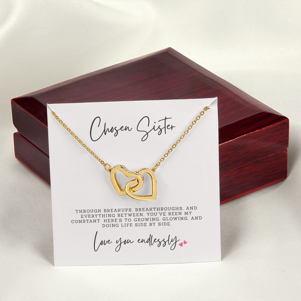 gold interlocking hearts necklace gift for best friends 