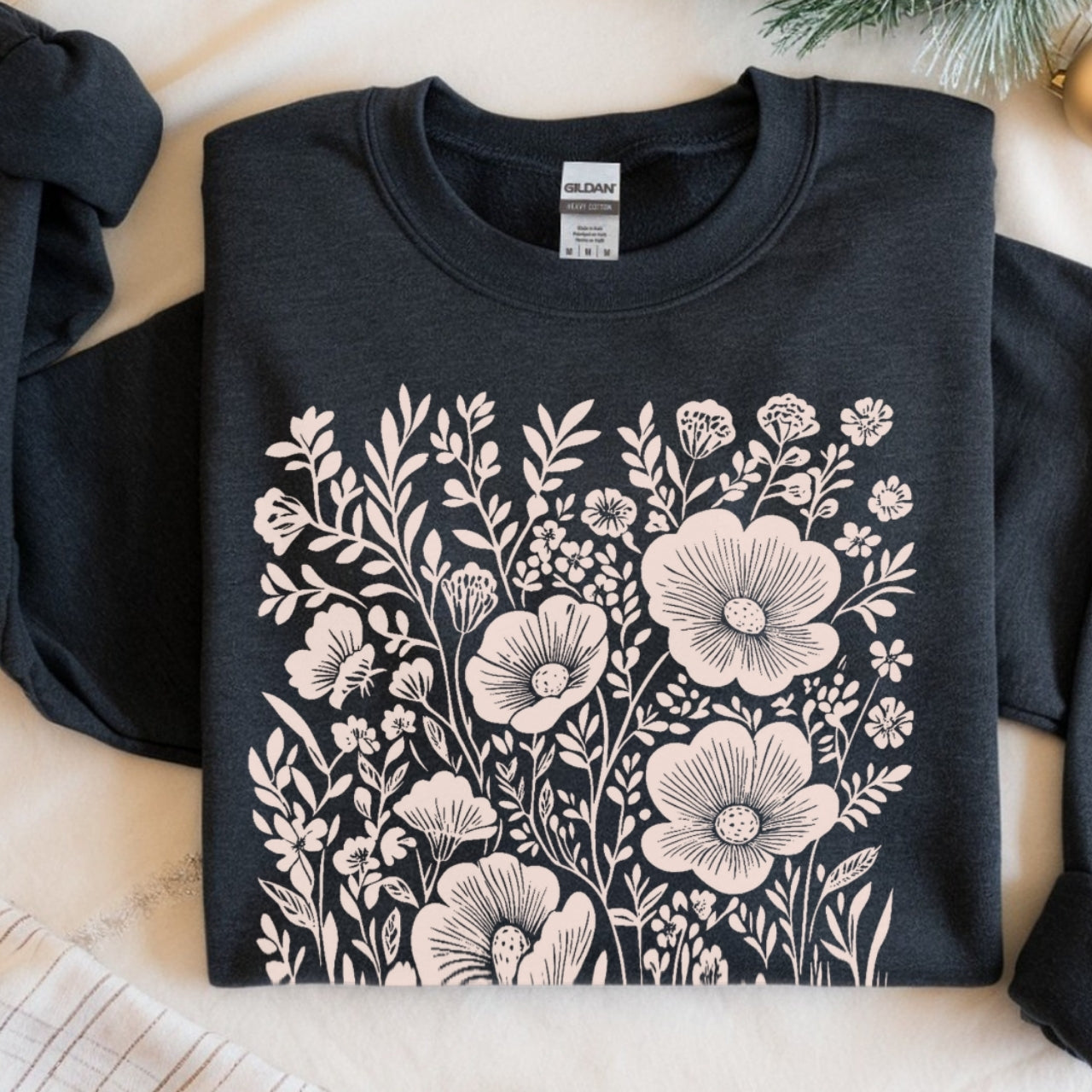 Dark heather women's sweatshirt with 
