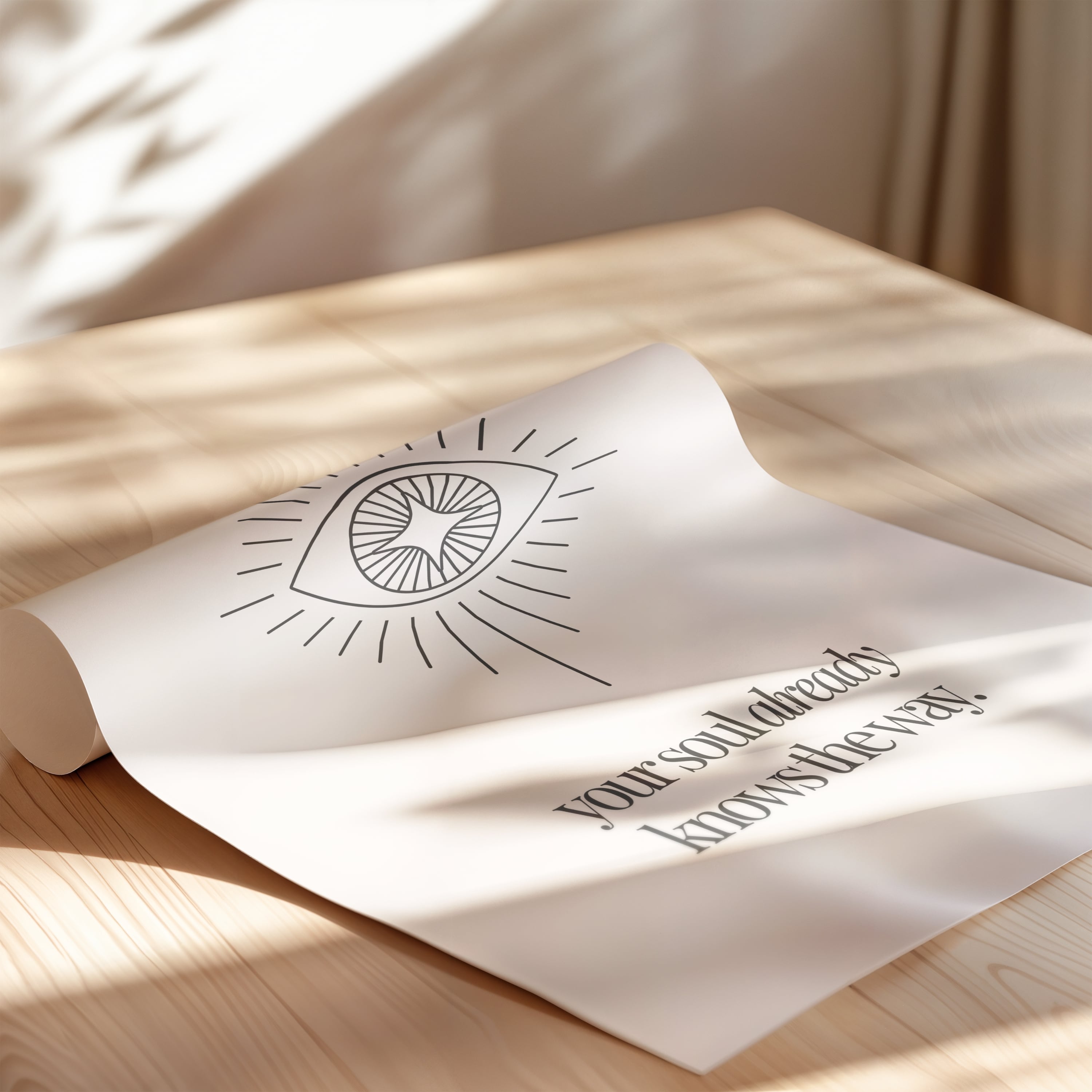 Modern neutral wall art with uplifting quote “Your soul already knows the way.”
