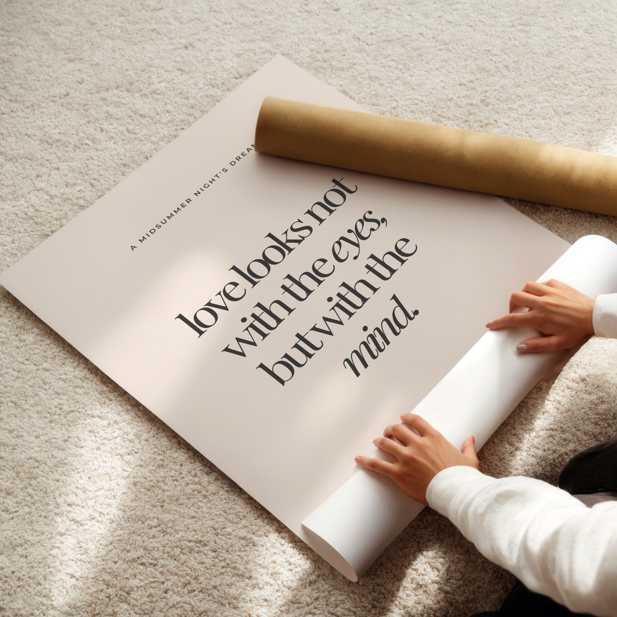 Inspirational love quote wall décor in beige and black, perfect for bedroom or wedding gift.