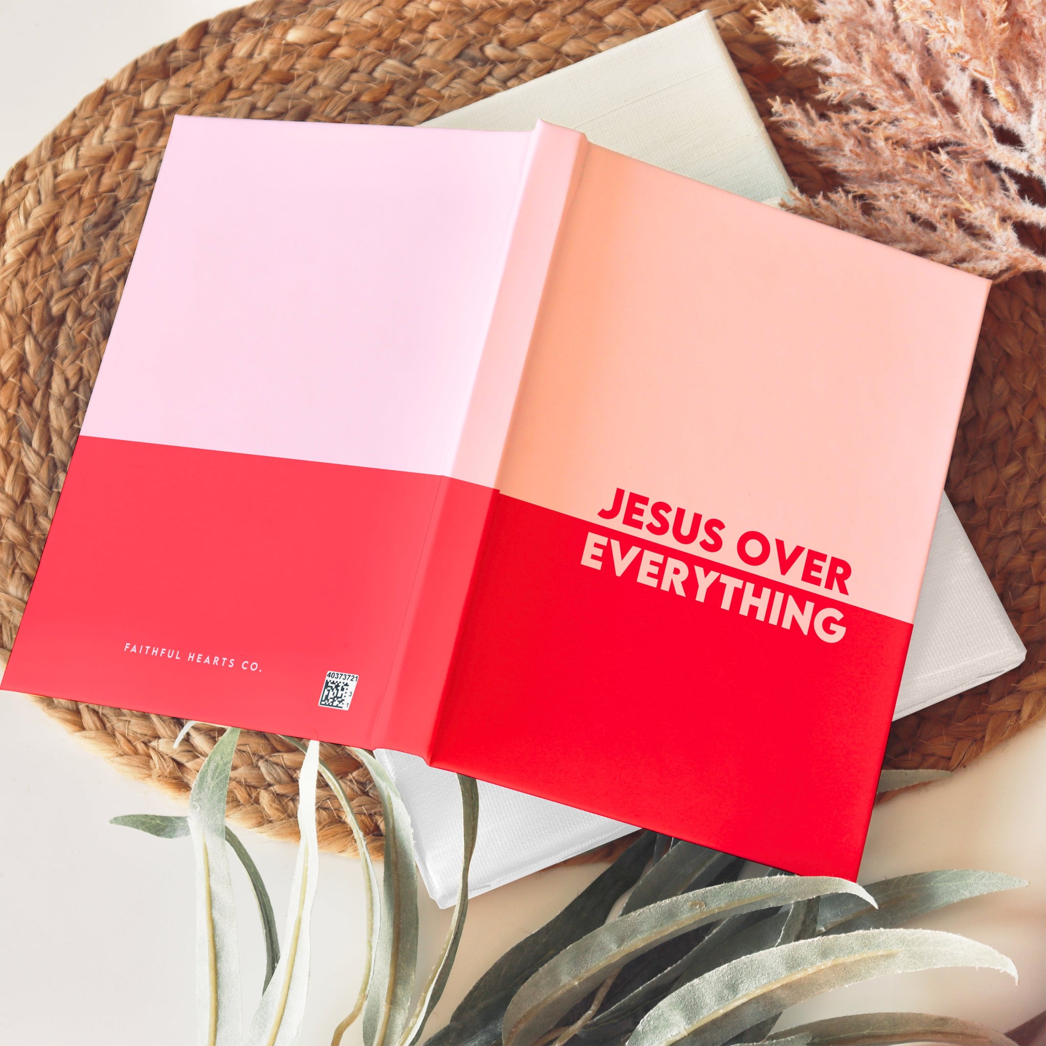 Vibrant hardback notebook for prayer and journaling “Jesus Over Everything” by Faithful Hearts