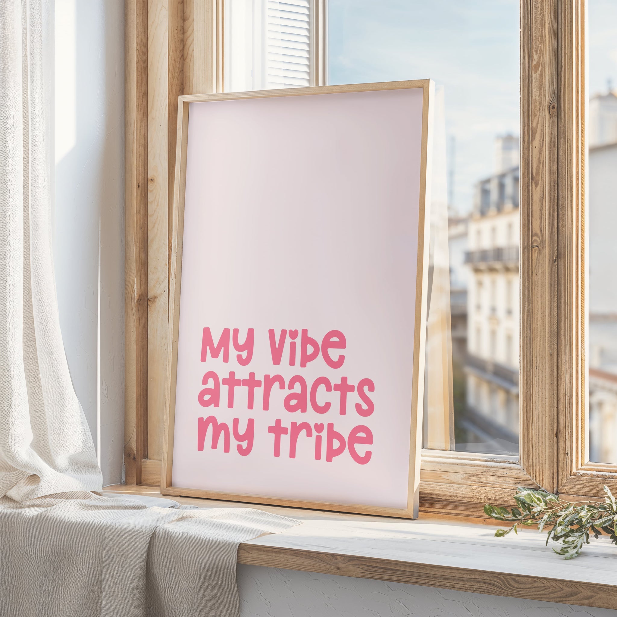 My Vibe Attracts My Tribe Print | Pink Manifestation Wall Art | Affirmation Poster