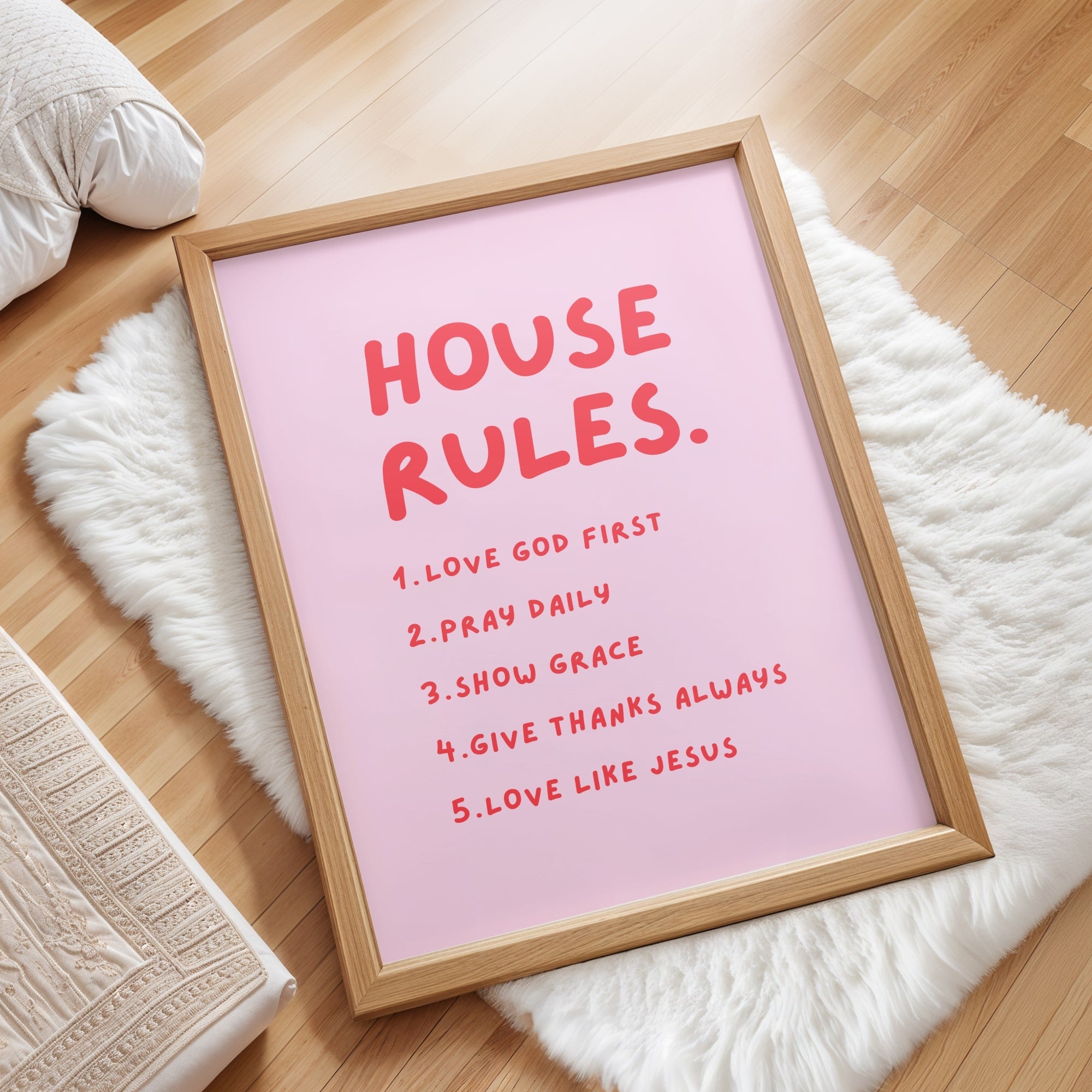 house rules wall print for christian family home