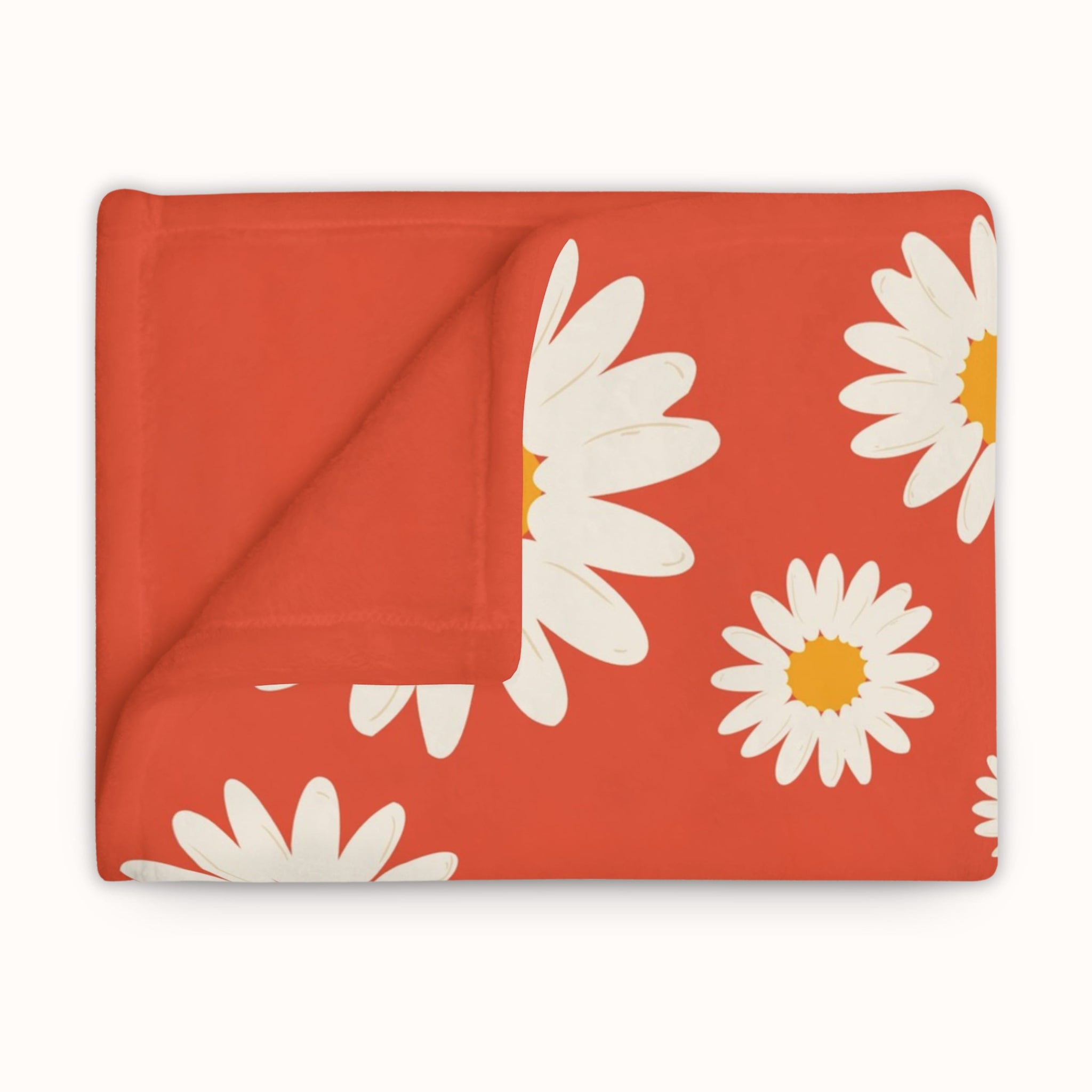 Modern orange inspirational blanket with white daisies and Christian message