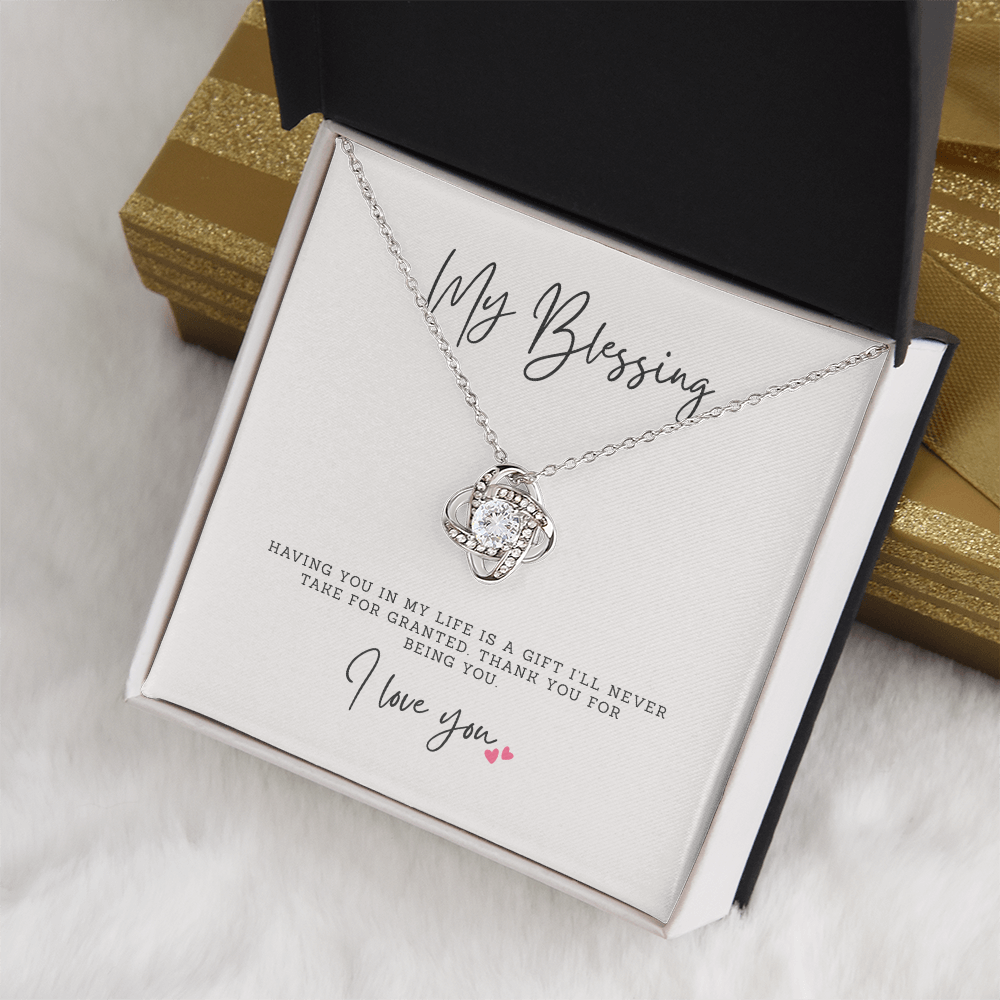 My blessing necklace gift with heart pendant - meaningful gratitude jewelry